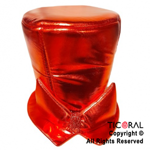 SOMBRERO GALERA METAL LISO CON MOO ROJO x 1
